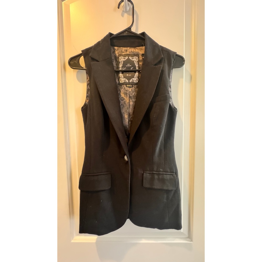 Women's‎ Long Black Guess Vest Size XS